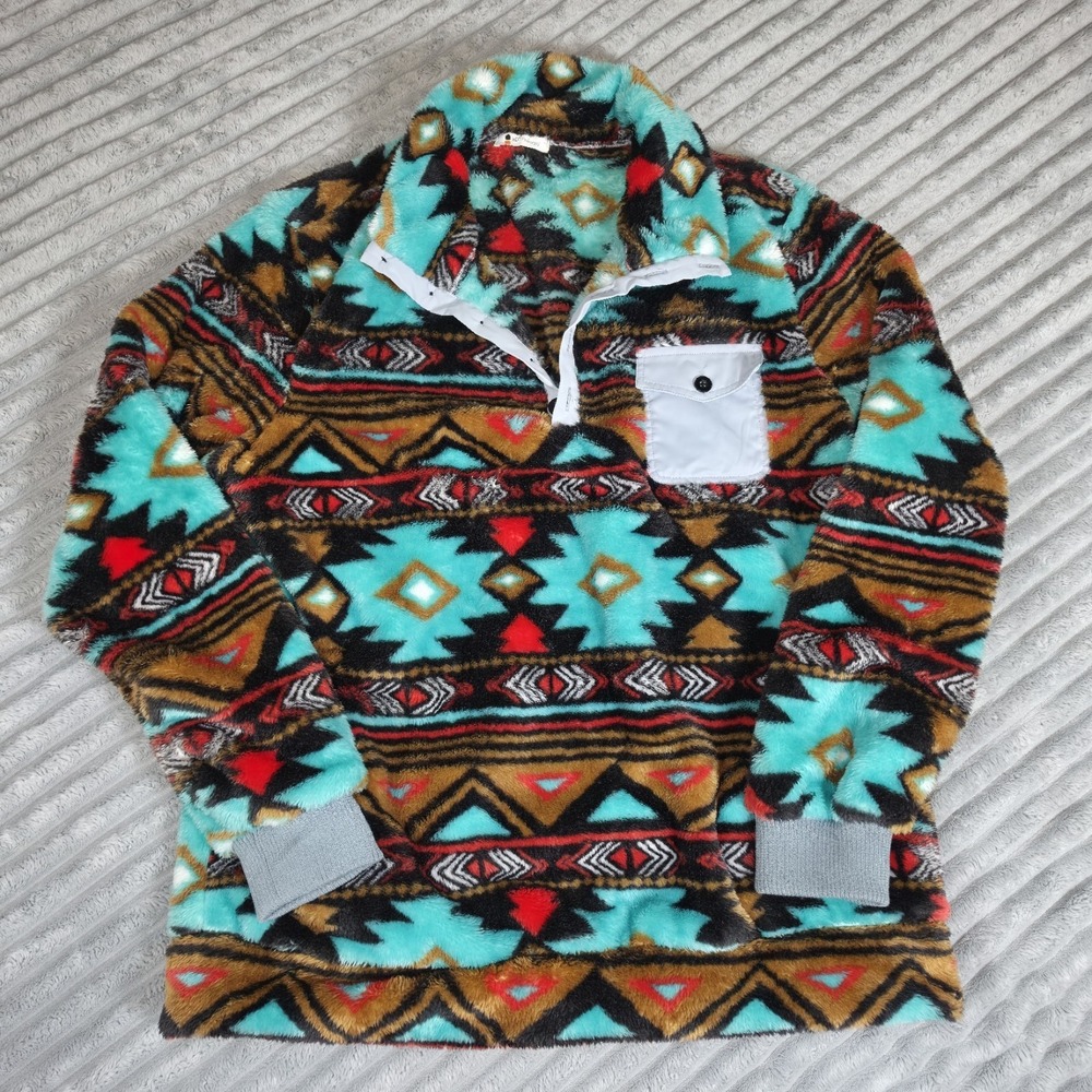 Beotyshow Mens Aztec Fleece Fuzzy Sherpa‎ Pullover